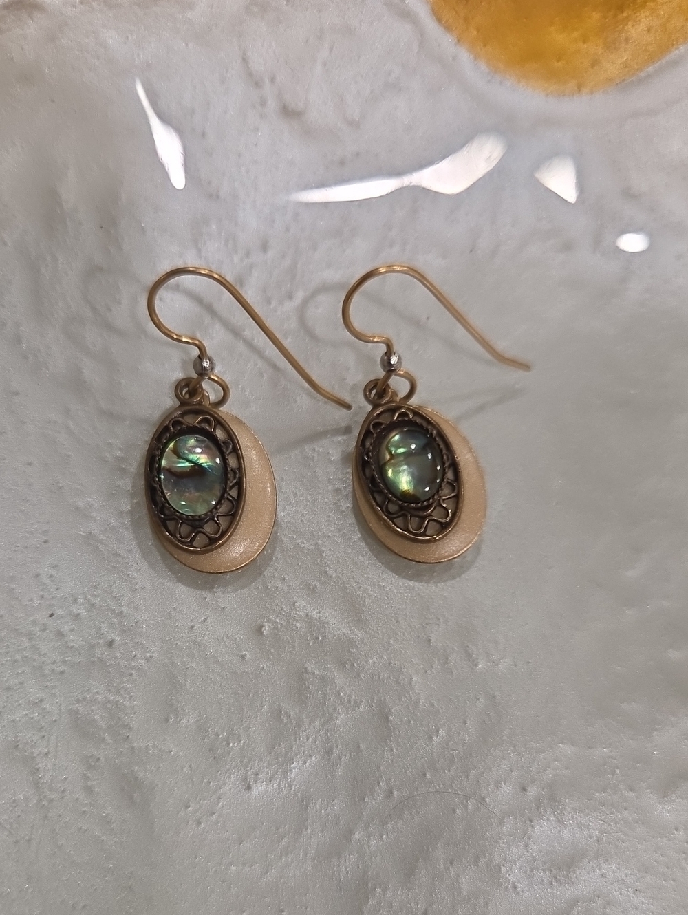 Gold-Tone Oval Abalone Drop Earrings - Women Jewelry